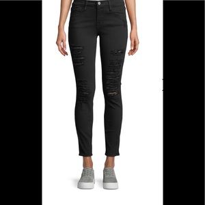 Frame Denim Le Color Rip Skinny Jeans Black Sz 27